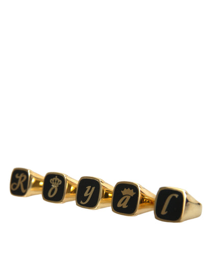 Goud messing ROYAL emaille set van 5 ringen