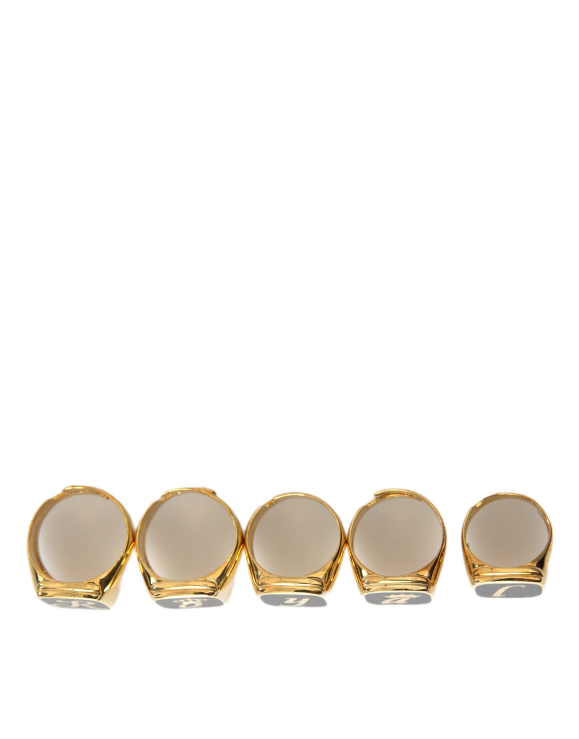 Goud messing ROYAL emaille set van 5 ringen