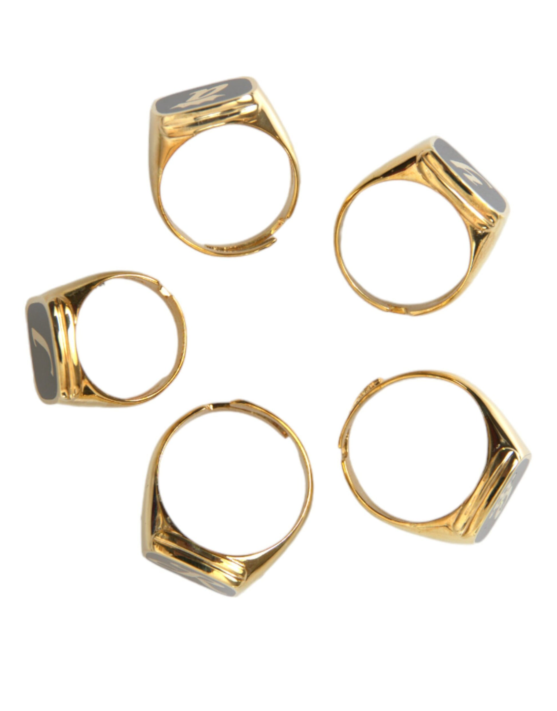 Goud messing ROYAL emaille set van 5 ringen