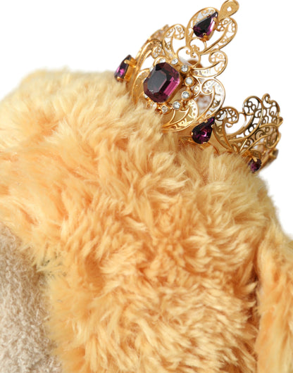 Bruine Teddybeer Gouden Kristallen Kroon Haarband Diadeem