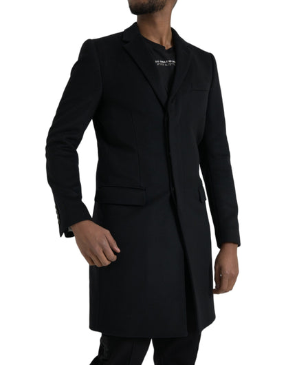 Zwarte enkelrijs trenchcoat jas