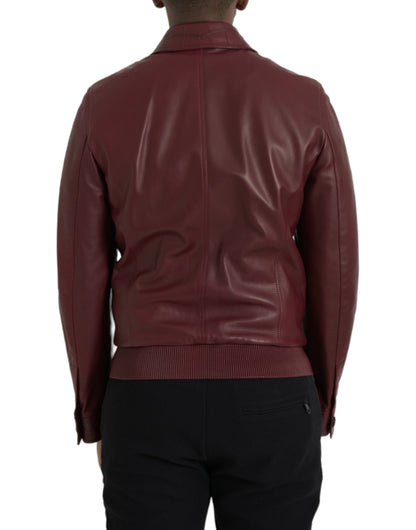 Maroon Exotic leren rits bikerjasjack