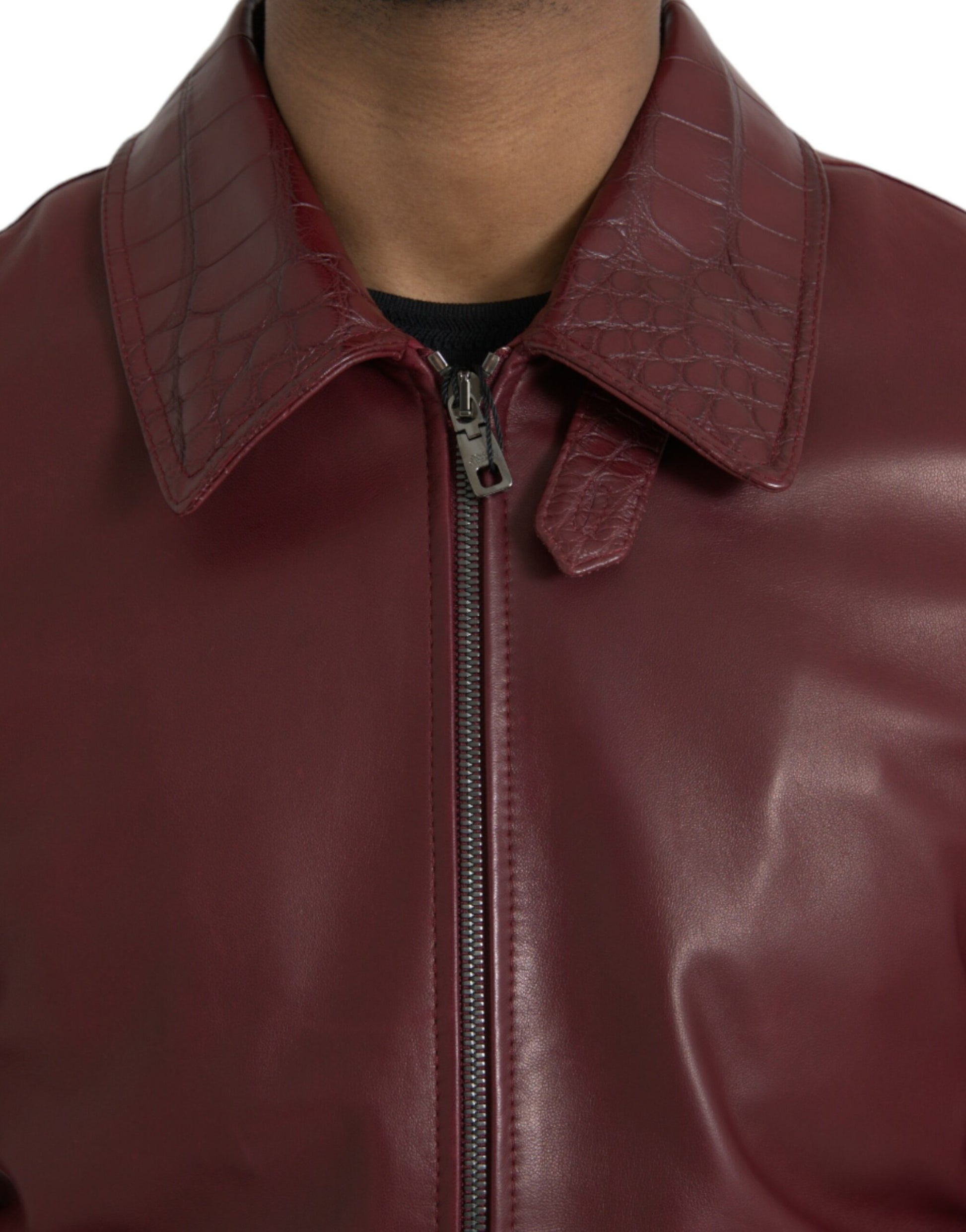 Maroon Exotic leren rits bikerjasjack