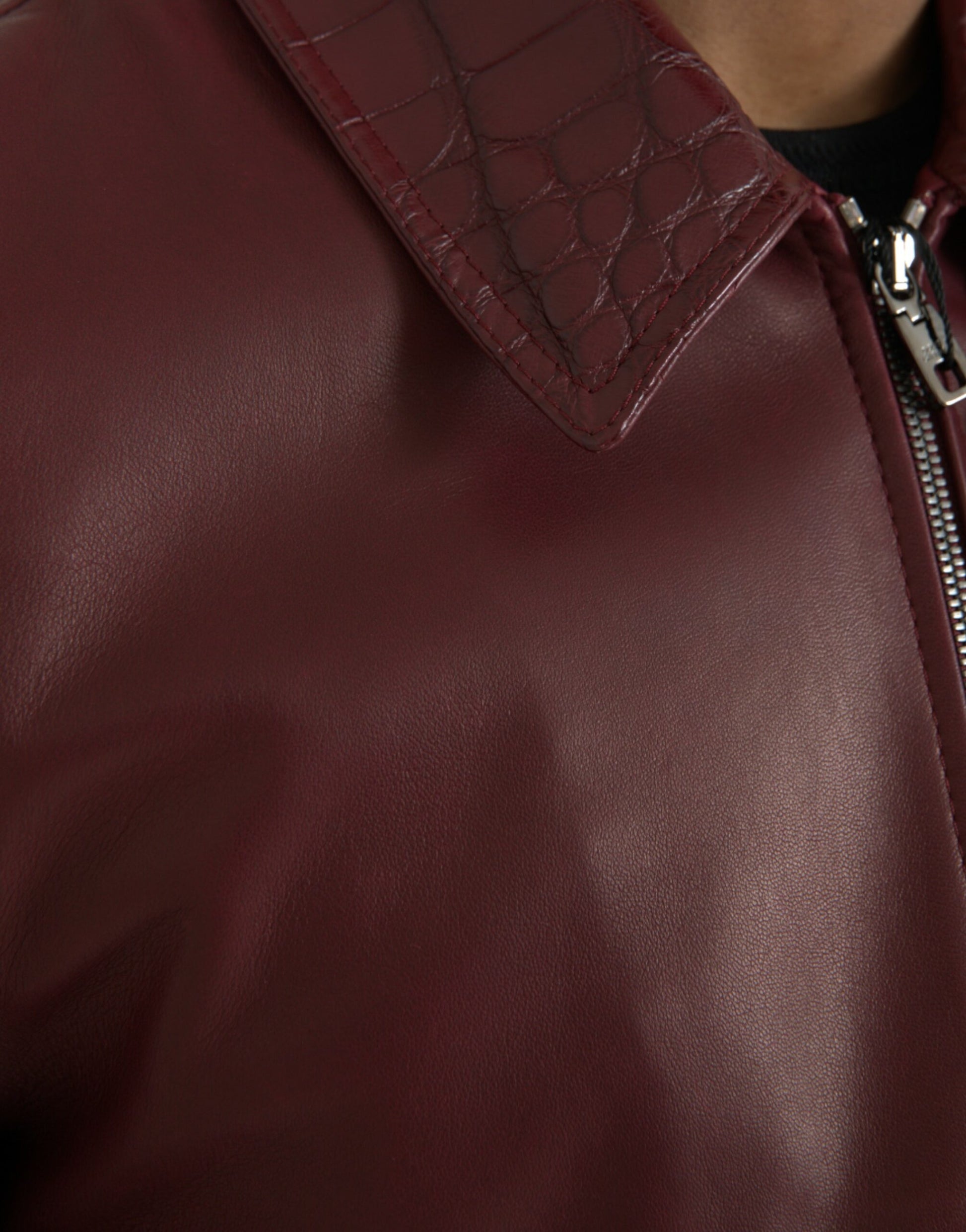 Maroon Exotic leren rits bikerjasjack