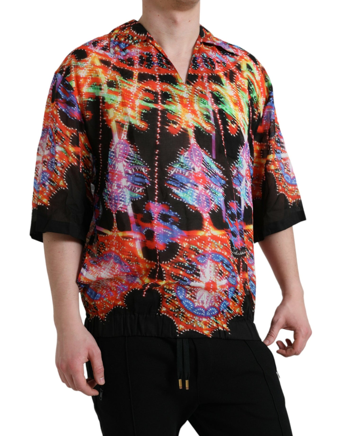 Multicolor Luminarie Print Katoenen T-shirt