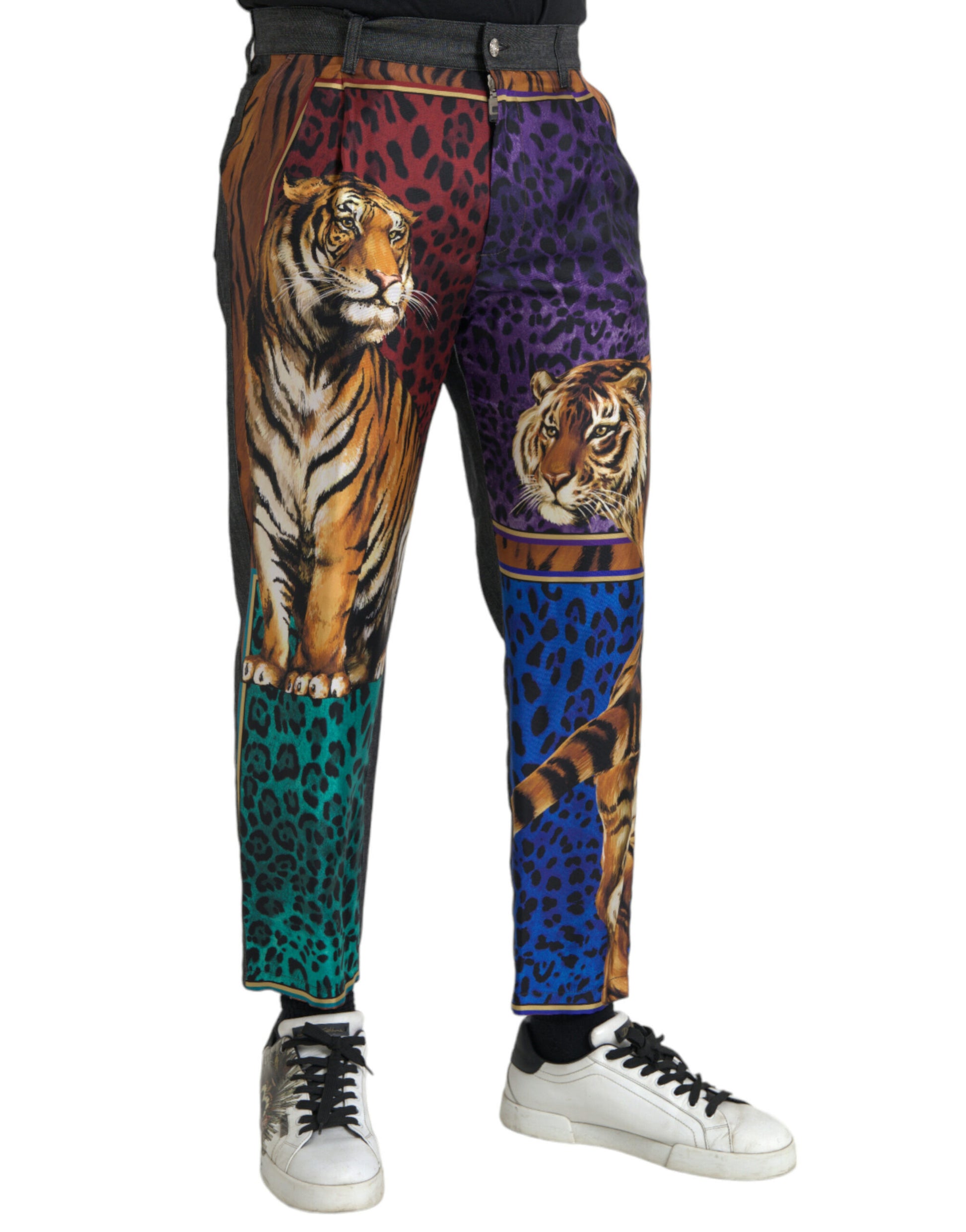 Multicolor Tiger Leopard katoenen losse taps toelopende broek