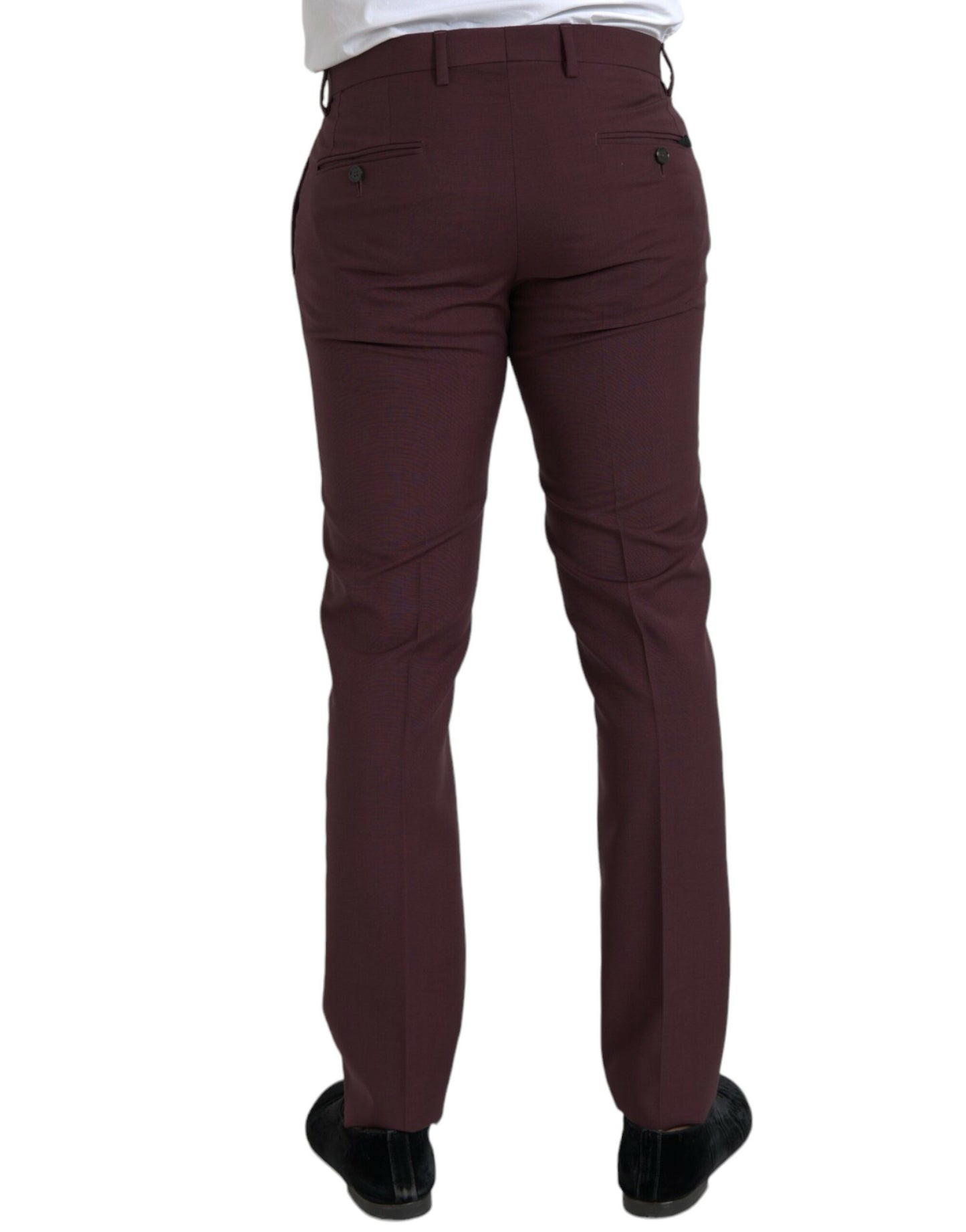 Maroon wollen heren slim fit pantalon