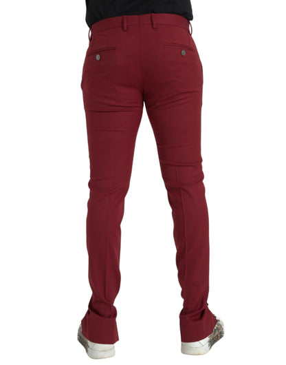 Rode wollen heren slim fit pantalon