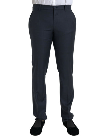 Blauwe wollen heren skinny broek