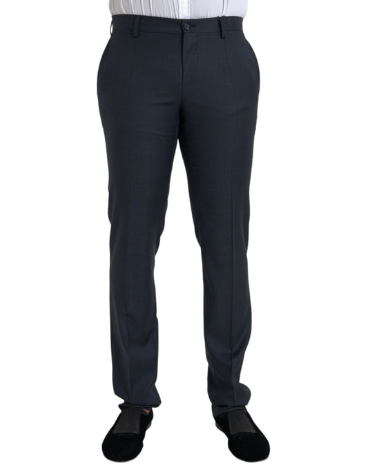 Blauwe wollen heren skinny broek