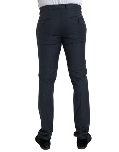 Blauwe wollen heren skinny broek