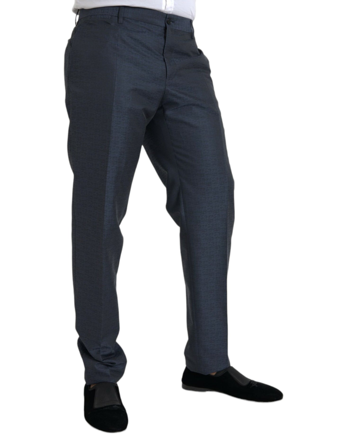 Blauwe wollen heren skinny broek