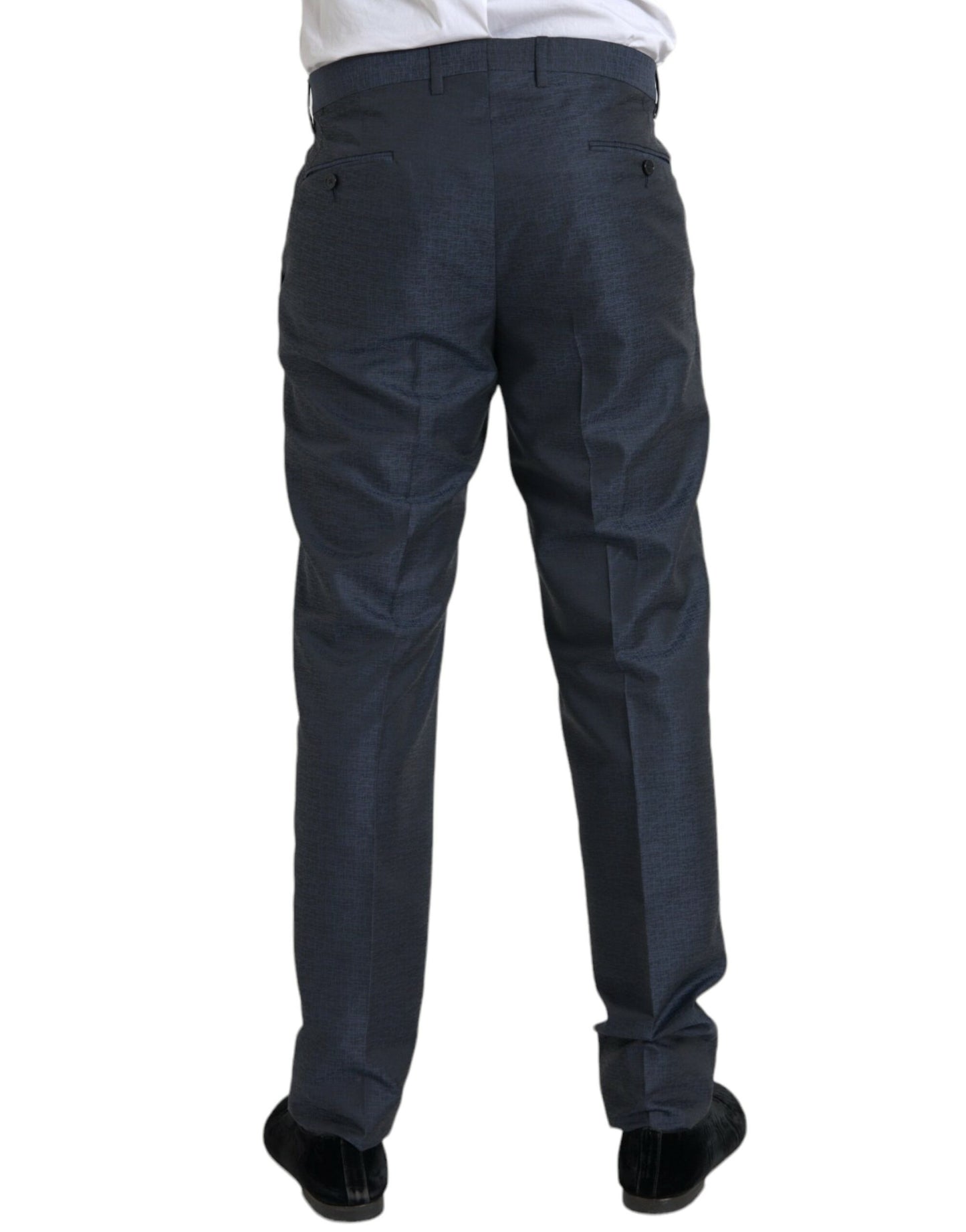 Blauwe wollen heren skinny broek