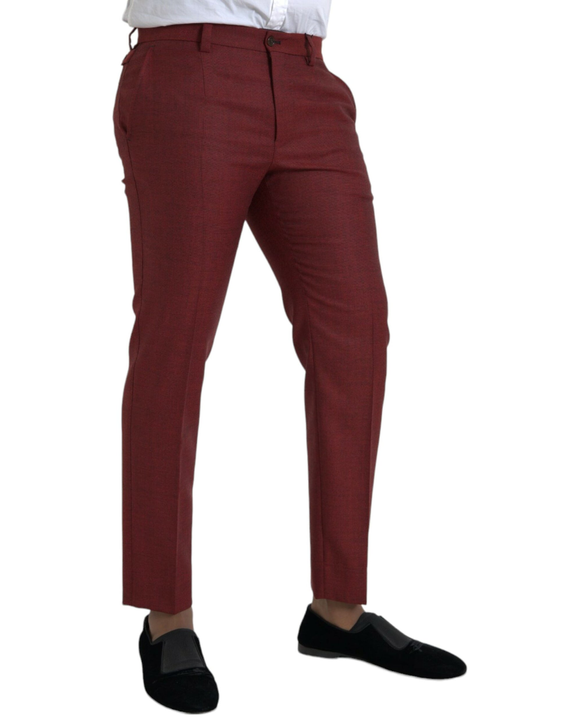 Kastanjebruine wollen heren skinny broek