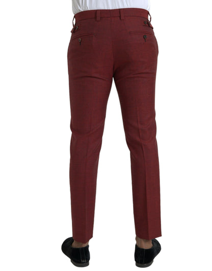 Kastanjebruine wollen heren skinny broek