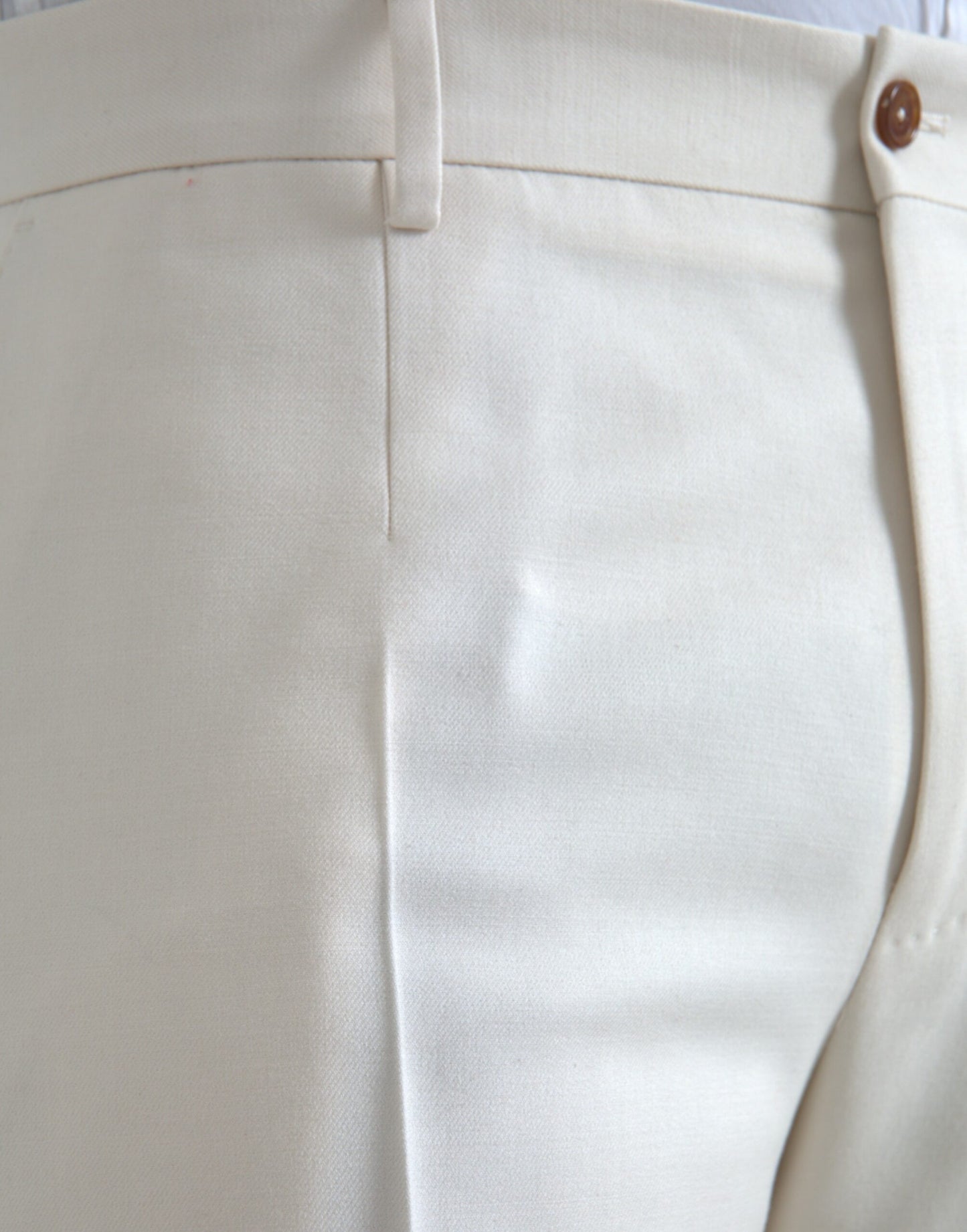 Witte wollen wijde broek met middelhoge taille