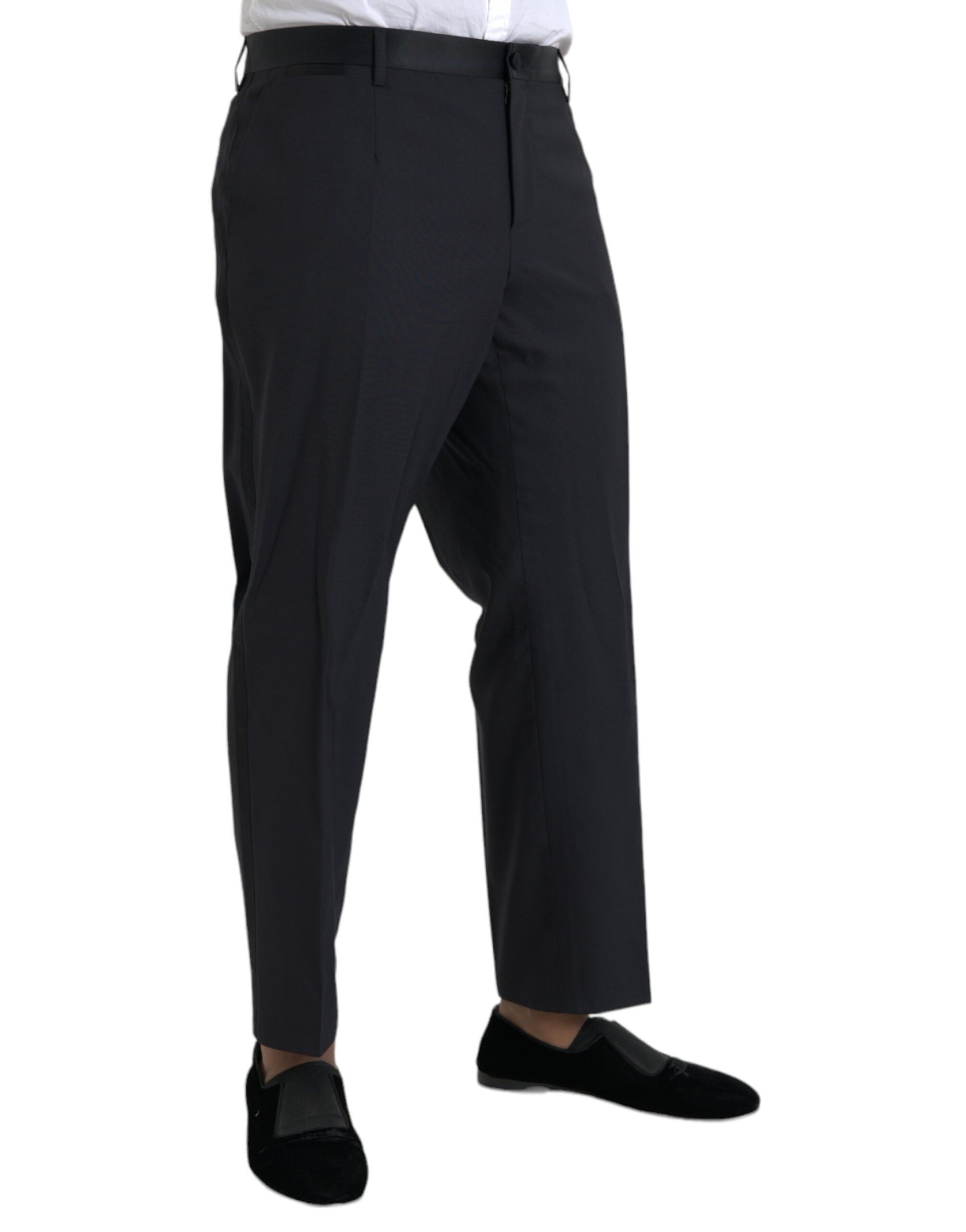 Blauwe wollen heren skinny broek