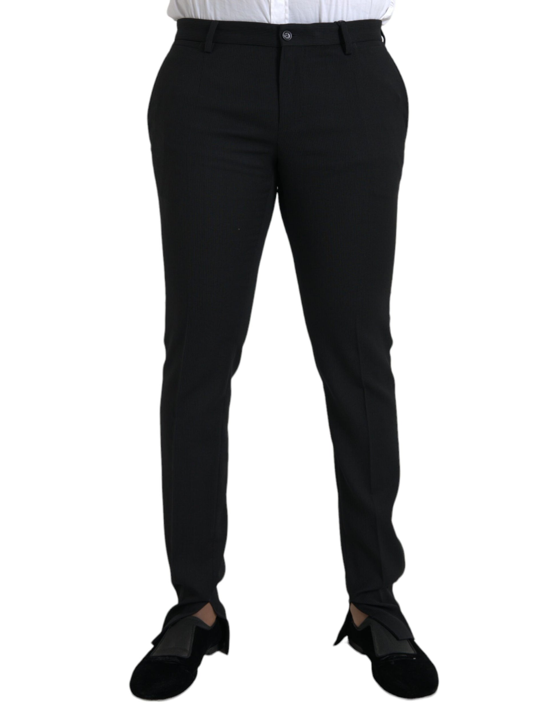 Zwarte wollen stretch heren skinny broek