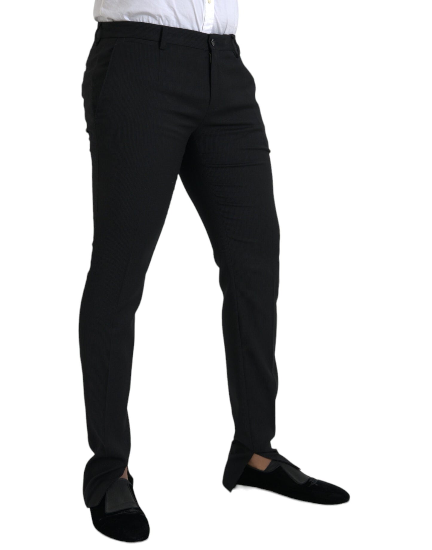 Zwarte wollen stretch heren skinny broek