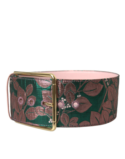 Multicolor Floral Jacquard Lurex Gouden Gesp Riem