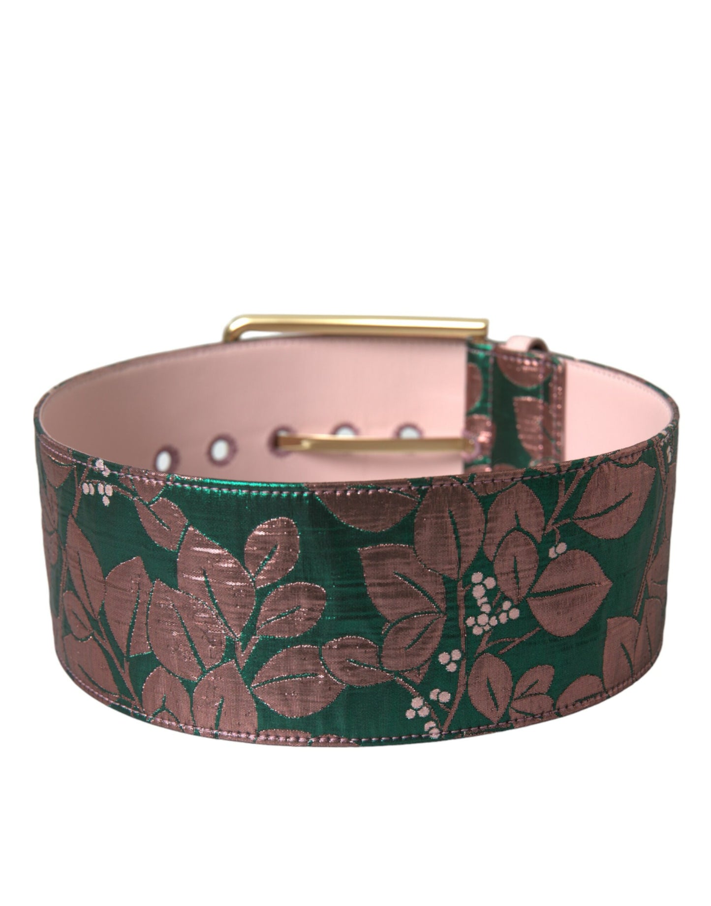 Multicolor Floral Jacquard Lurex Gouden Gesp Riem