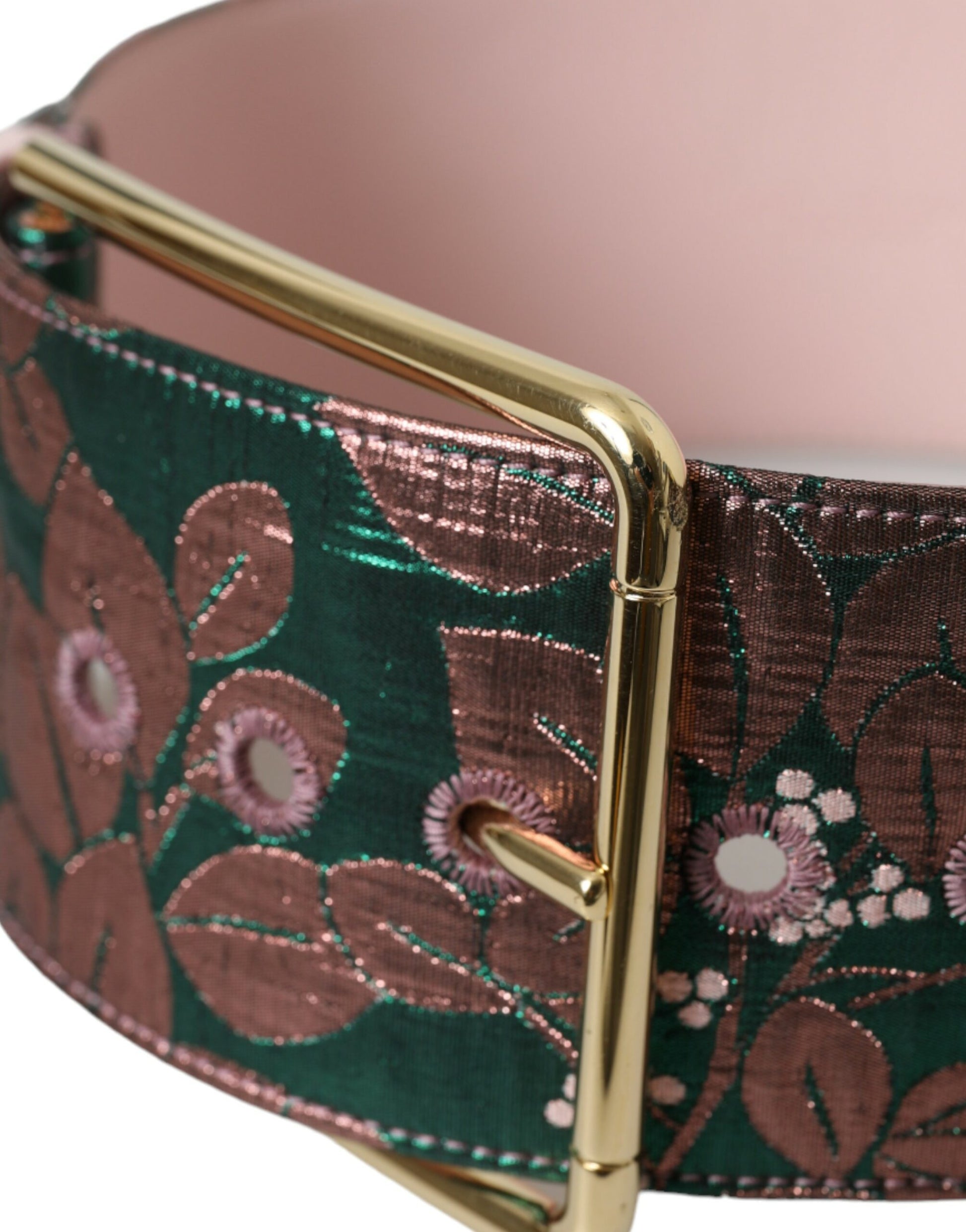 Multicolor Floral Jacquard Lurex Gouden Gesp Riem