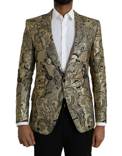 Gouden SICILIA Jacquard Single Breasted Coat Blazer