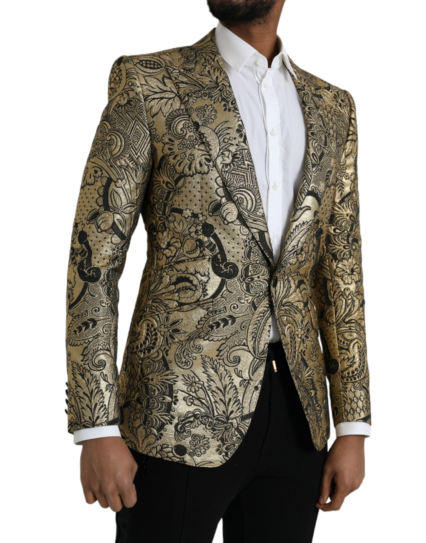 Gouden SICILIA Jacquard Single Breasted Coat Blazer