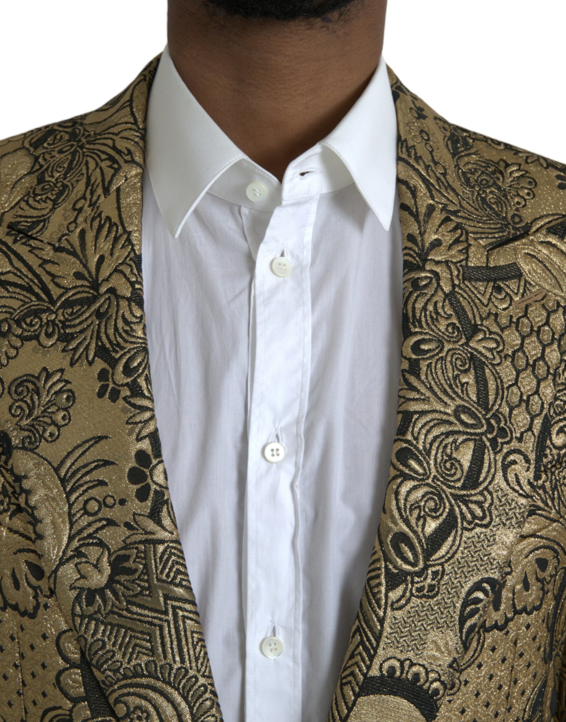 Gouden SICILIA Jacquard Single Breasted Coat Blazer