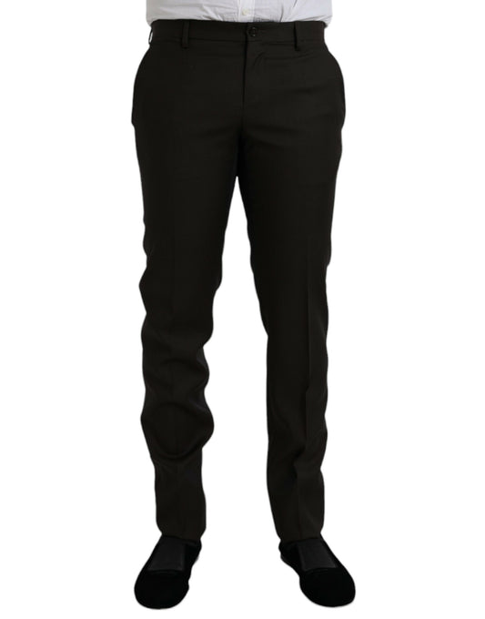 Donkerbruine wollen slim fit formele broek