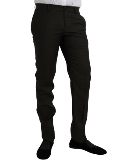 Donkerbruine wollen slim fit formele broek