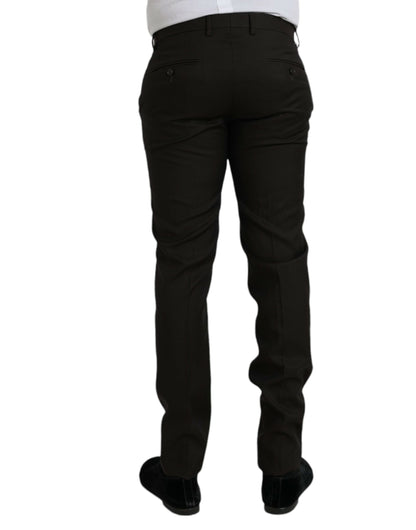 Donkerbruine wollen slim fit formele broek