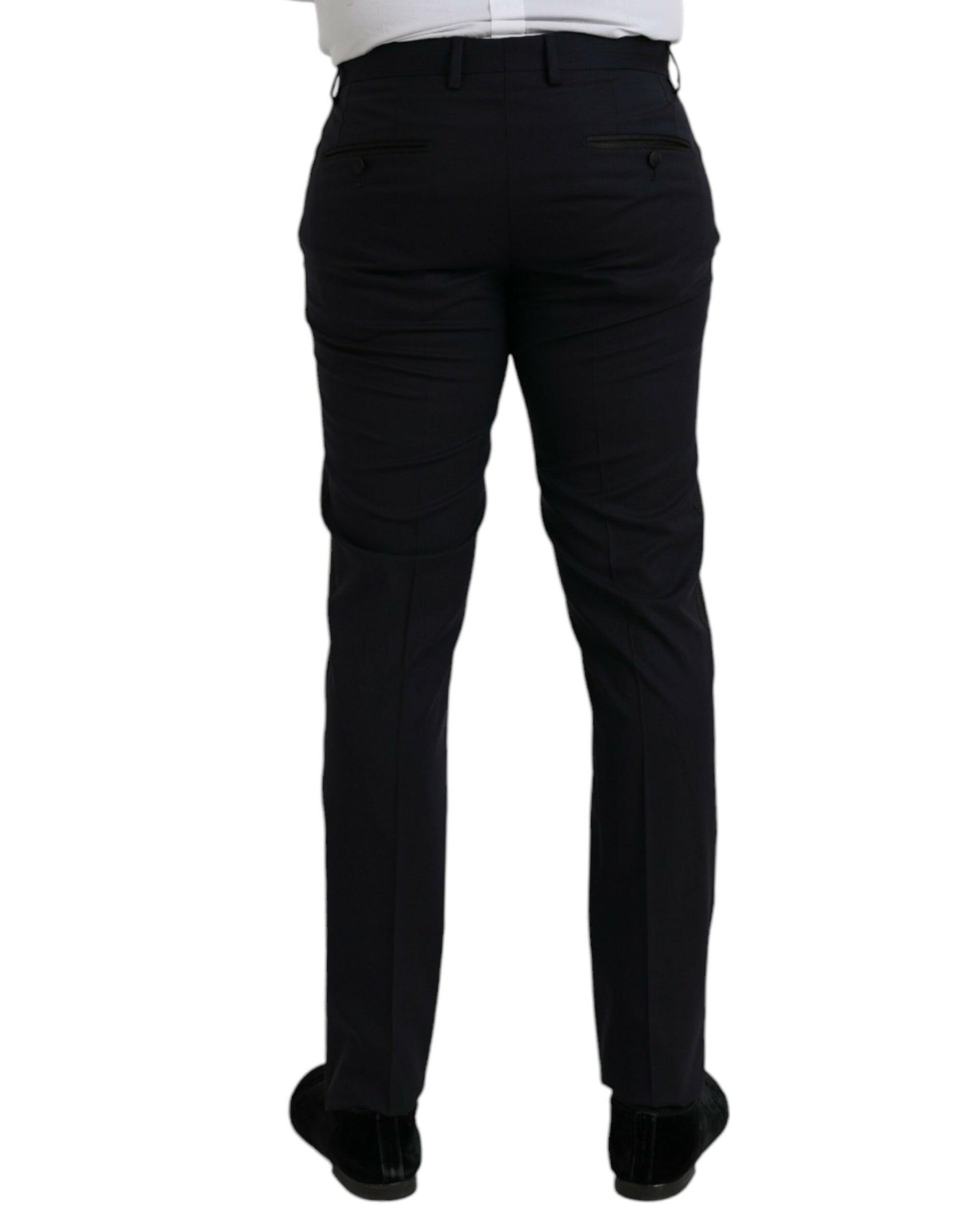 Donkerblauwe wollen slim fit formele broek