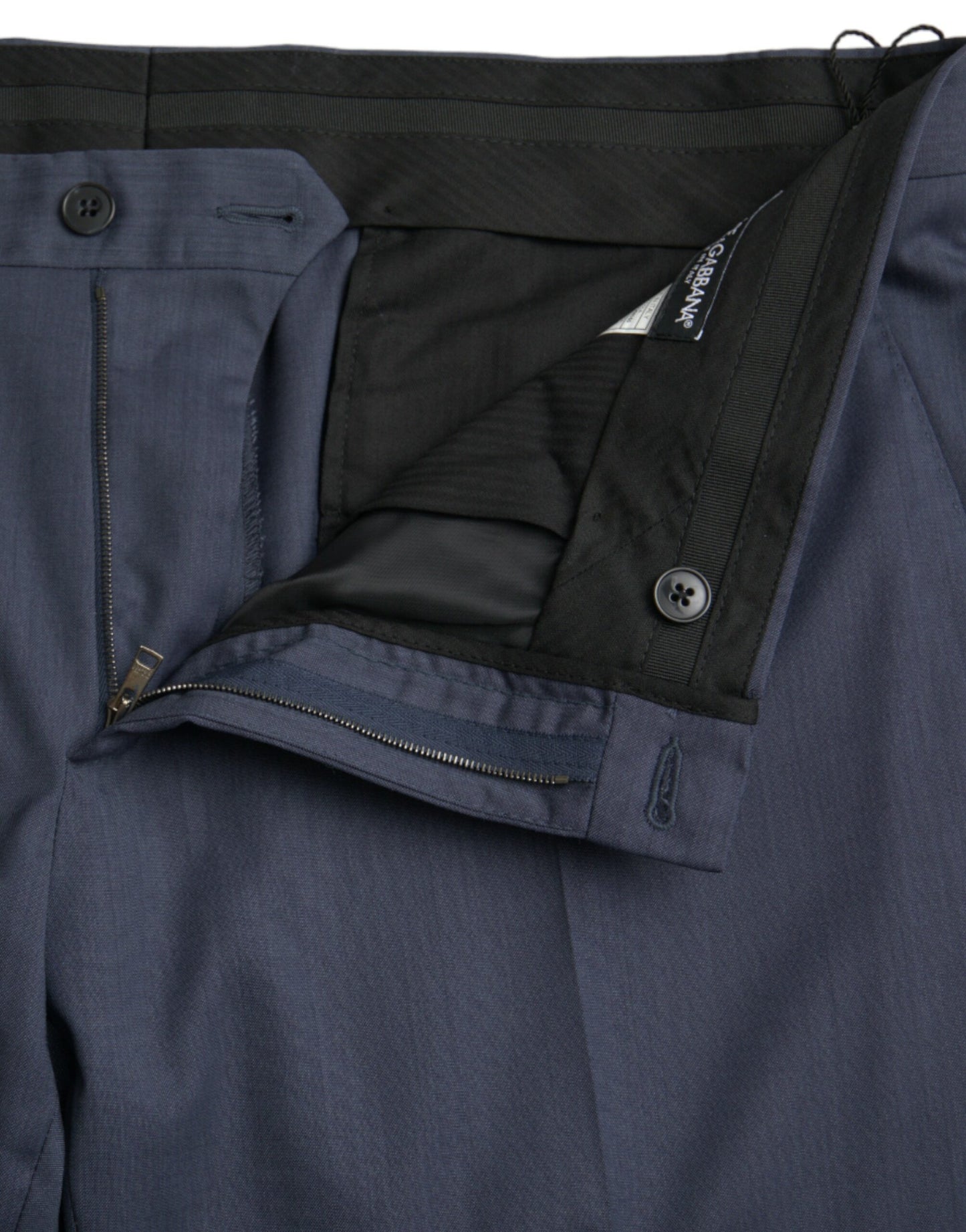 Blauwe wollen slim fit formele broek