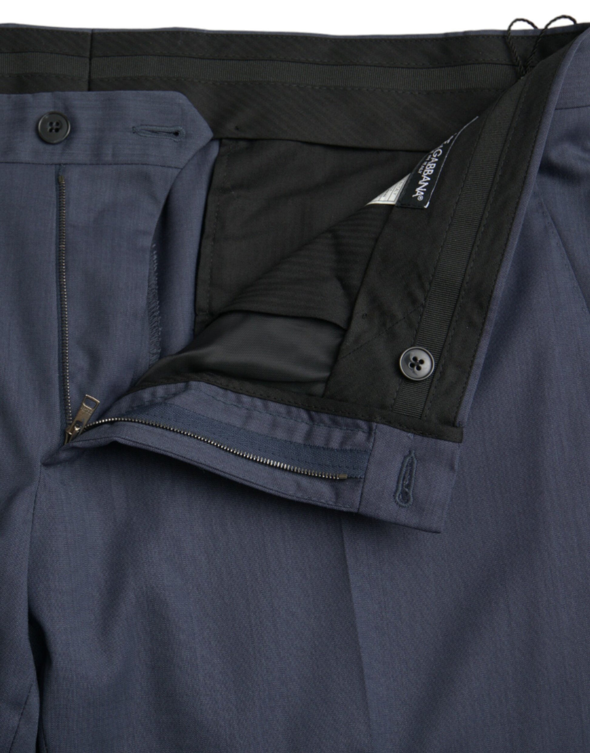 Blauwe wollen slim fit formele broek