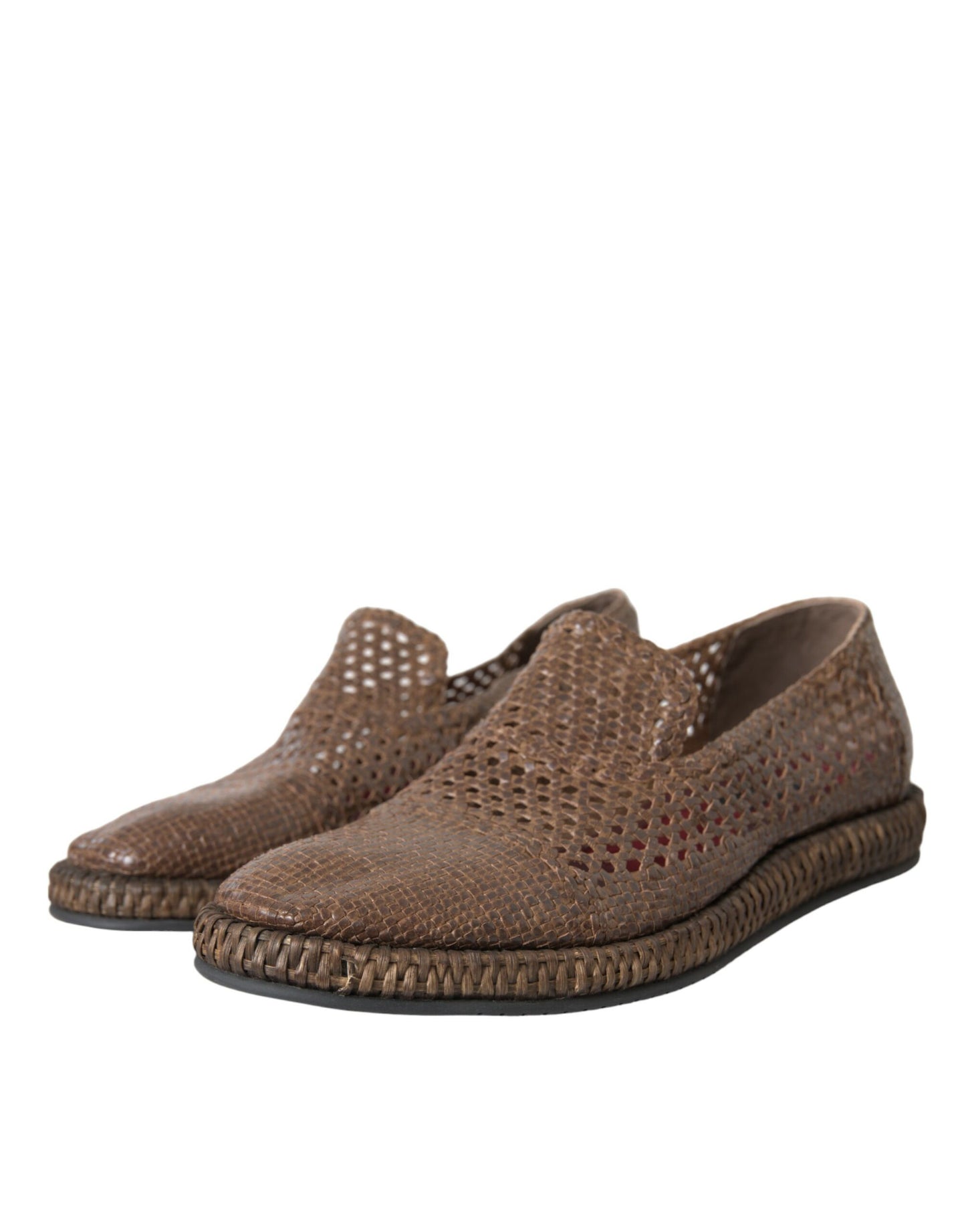 Bruine geweven leren loafers casual schoenen