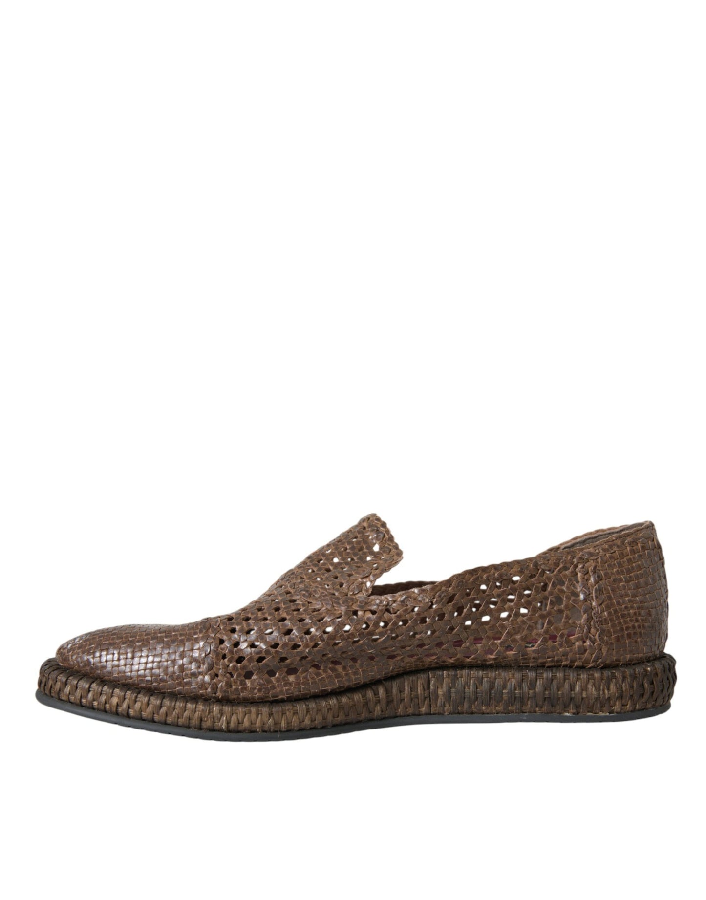 Bruine geweven leren loafers casual schoenen