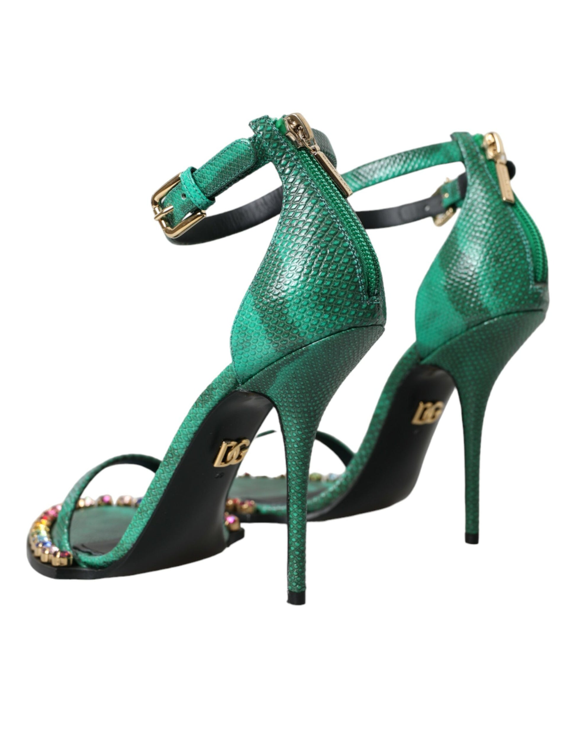 Groene exotische leren kristal sandalen schoenen