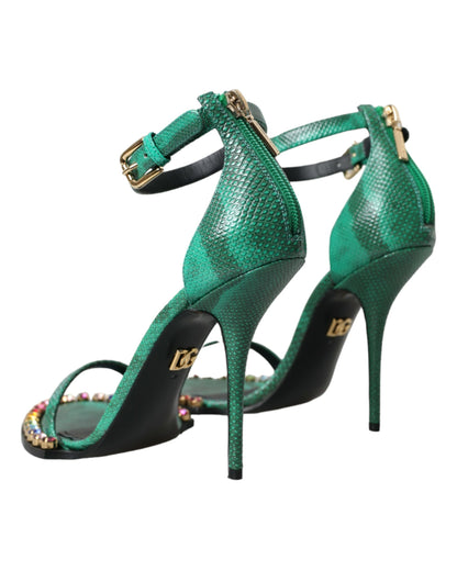 Groene exotische leren kristal sandalen schoenen