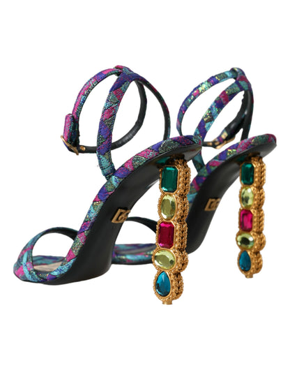 Multicolor Jacquard Crystals Sandals Shoes