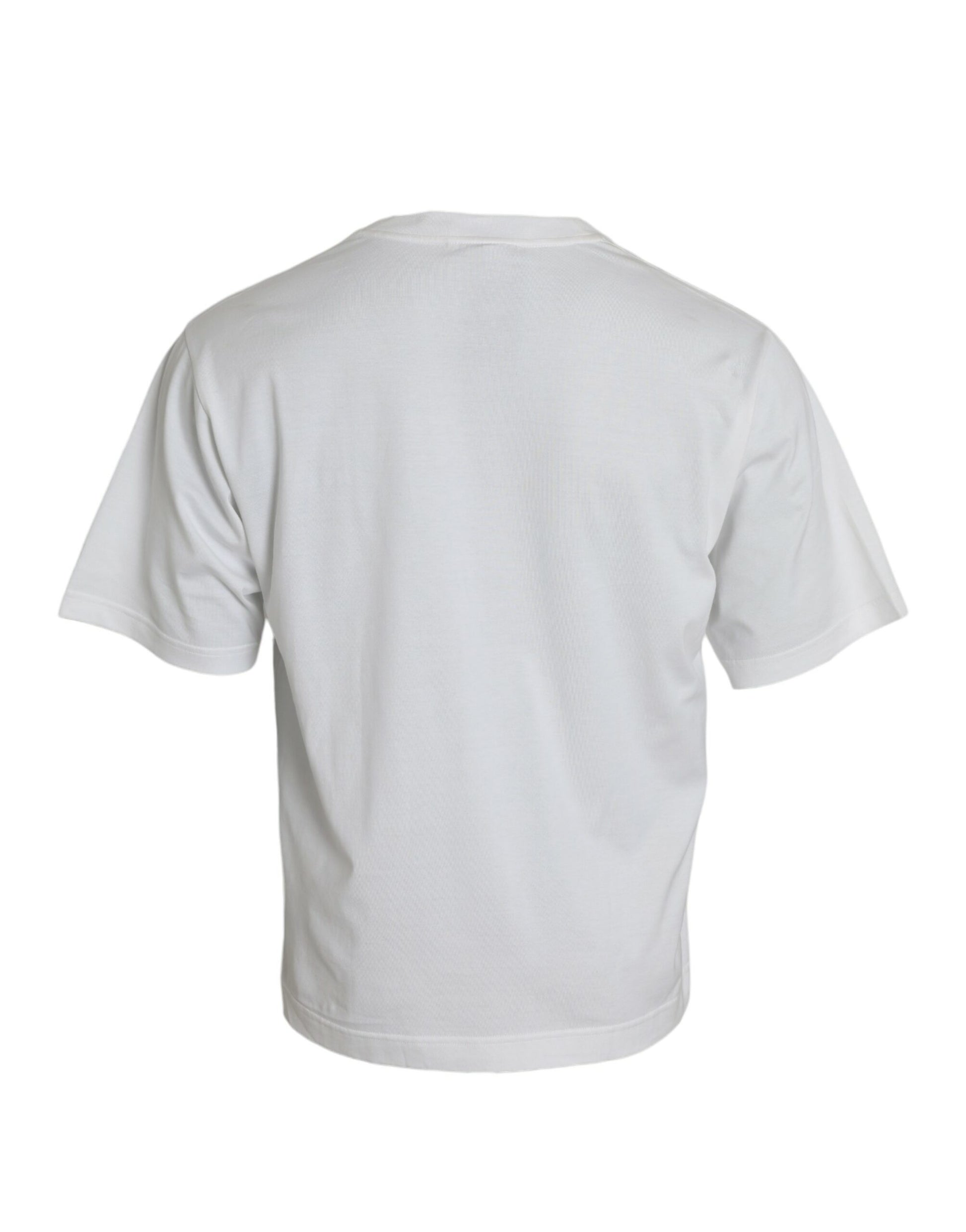 Wit versierd katoenen T-shirt met ronde hals