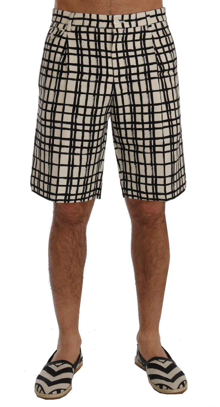 Elegante gestreepte katoenen-linnen shorts