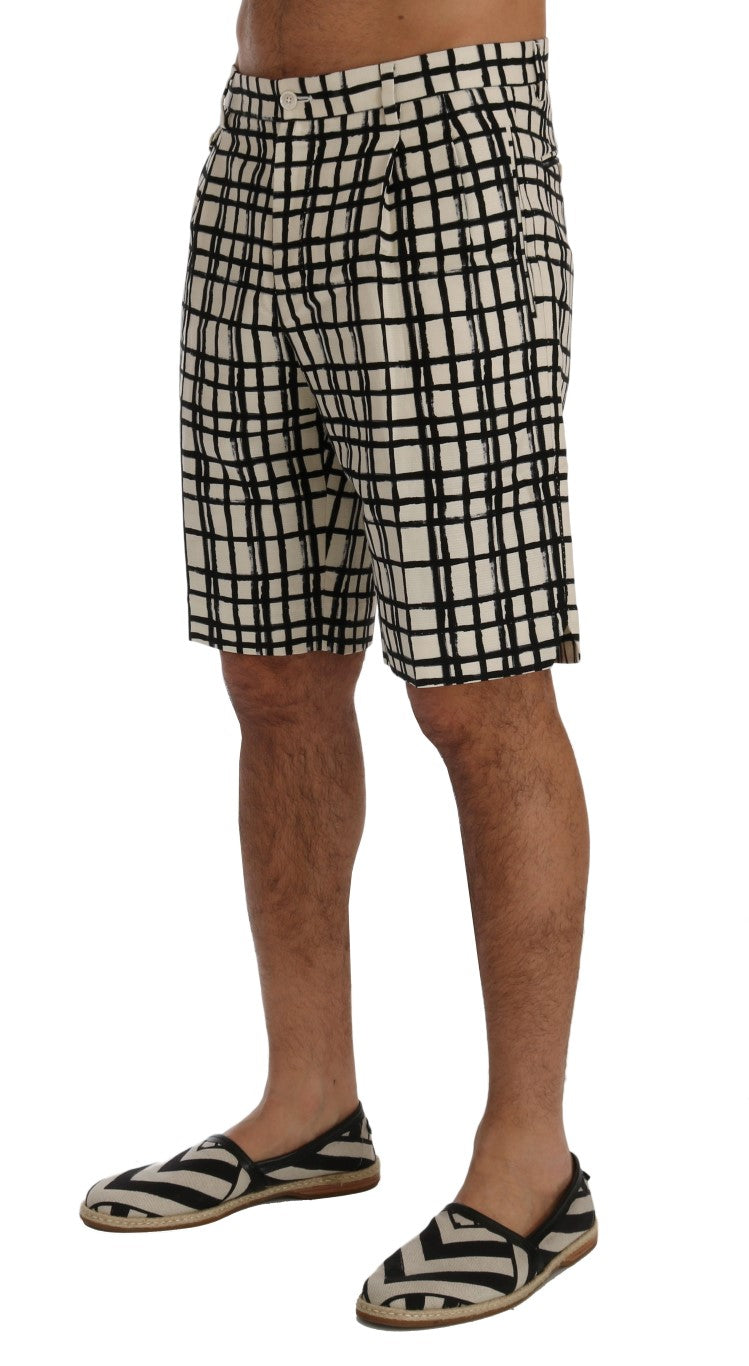 Elegante gestreepte katoenen-linnen shorts