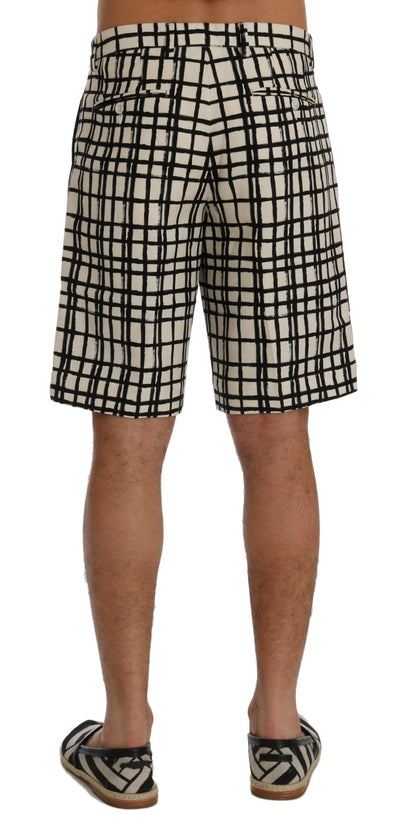 Elegante gestreepte katoenen-linnen shorts