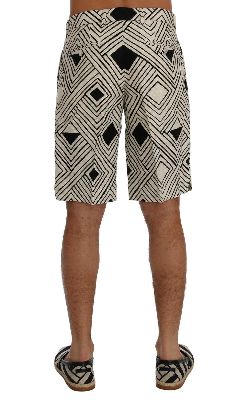 Chique gestreepte casual shorts - hennep- en linnenmix