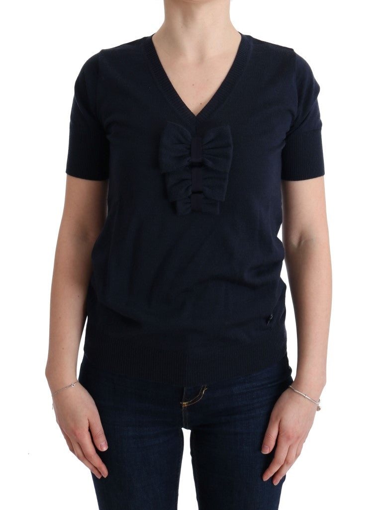 Elegante blauwe wollen top - Chic Everyday Elegance