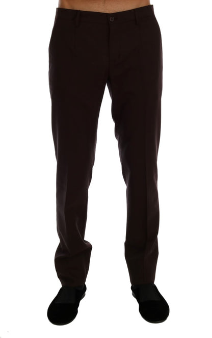 Elegante, slim fit formele broek in paars