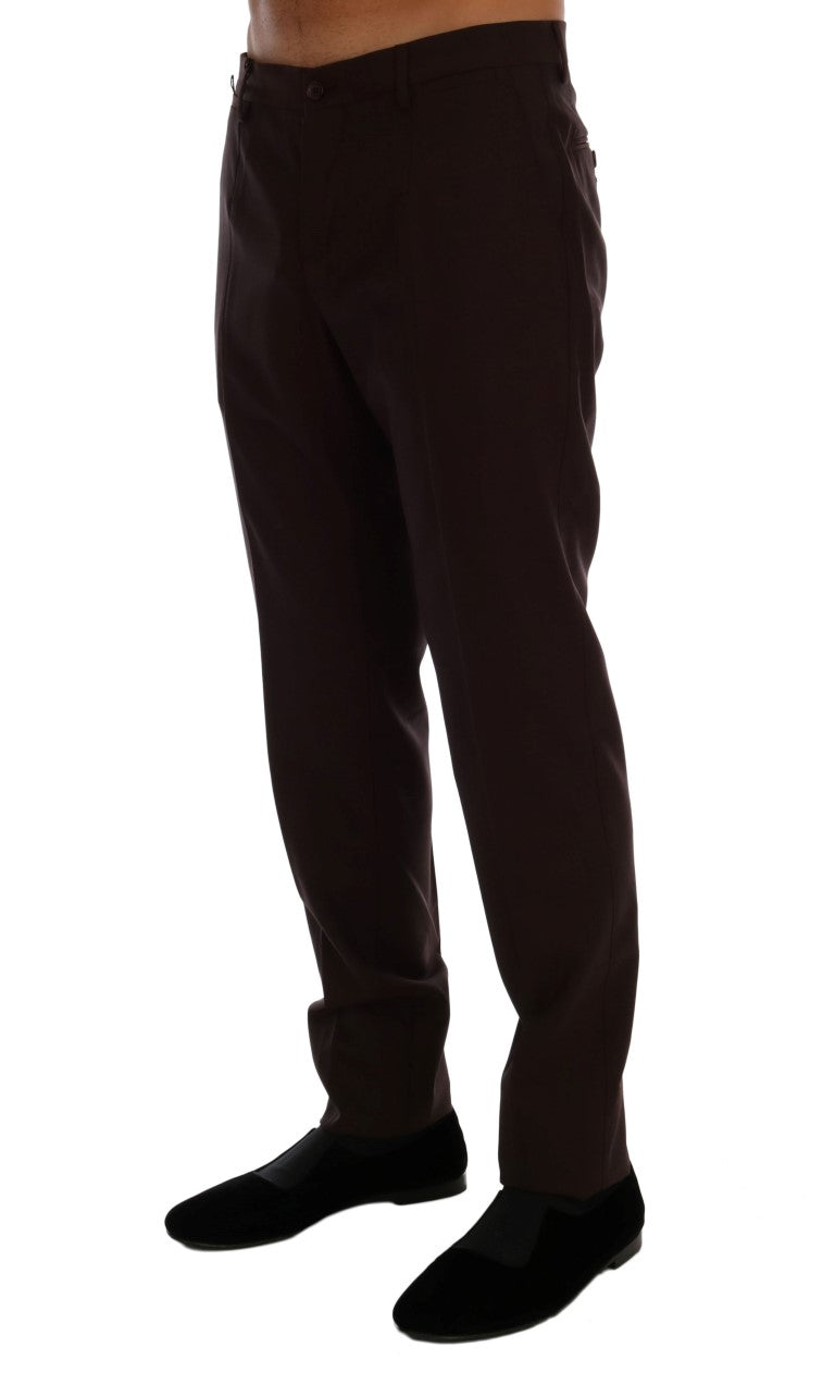 Elegante, slim fit formele broek in paars