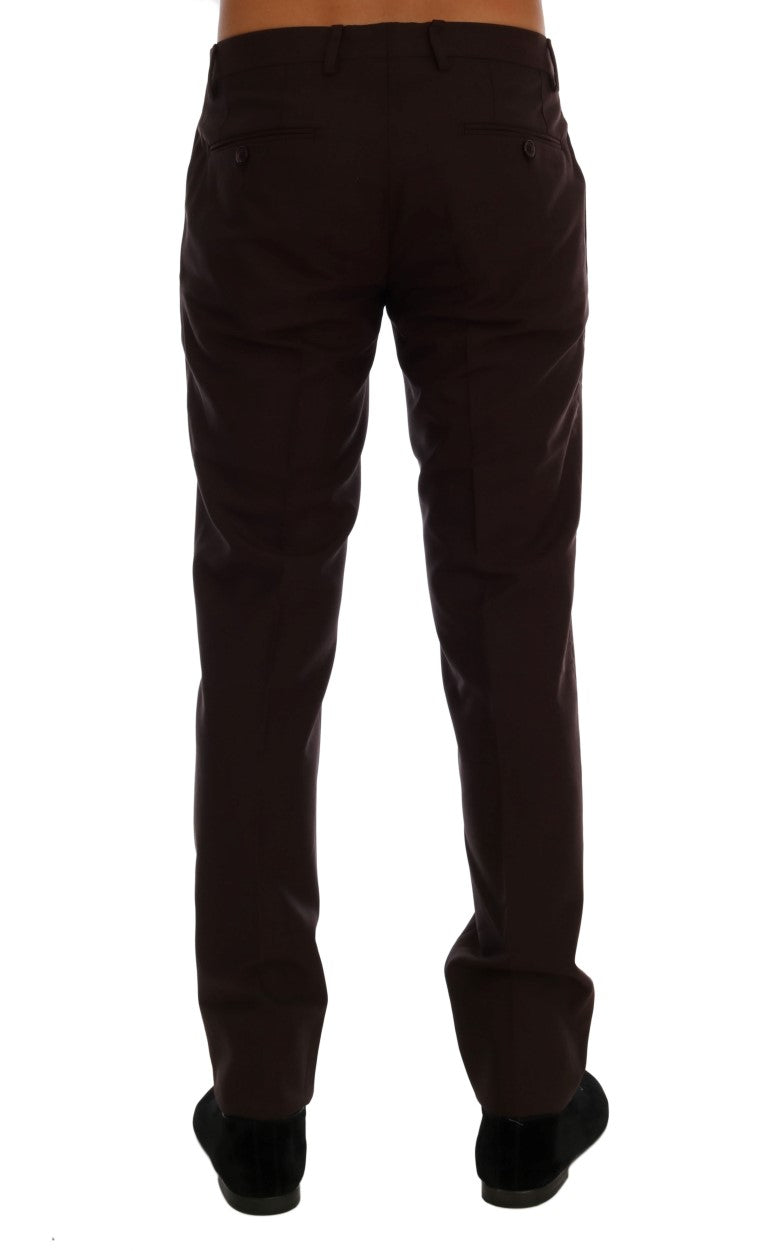 Elegante, slim fit formele broek in paars