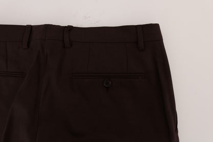 Elegante, slim fit formele broek in paars